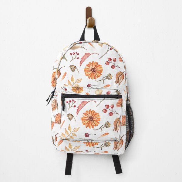 Item preview, Autumn Flowers and Leaves Pattern on White designed and sold by Flowersforbear.