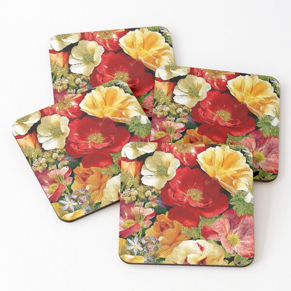 Item preview, Lush Garden Flowers Oil Painting Red Peony Rose Poppy Floral Art Print designed and sold by Artistic Gift Print.