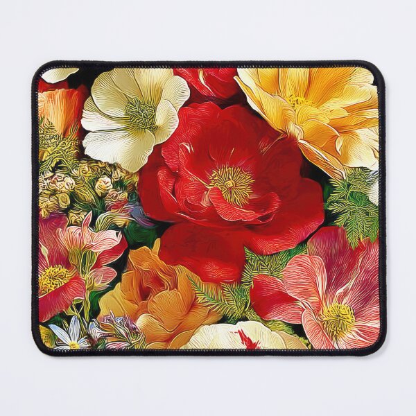 Item preview, Lush Garden Flowers Oil Painting Red Peony Rose Poppy Floral Art Print designed and sold by Artistic Gift Print.