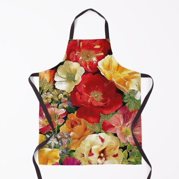 Item preview, Lush Garden Flowers Oil Painting Red Peony Rose Poppy Floral Art Print designed and sold by Artistic Gift Print.