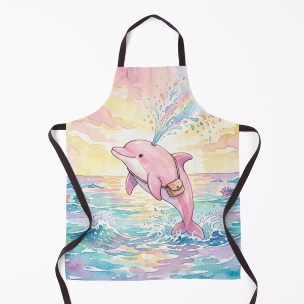 Item preview, Cute Pink Dolphin Adventure Watercolor designed and sold by 0606PM.