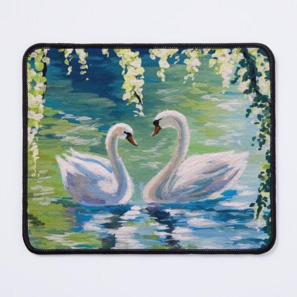 Item preview, Swan Couple Lake Reflection Artwork designed and sold by NivyasArtistry.