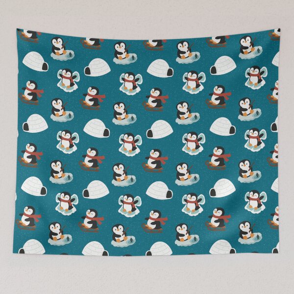 Item preview, Playful Penguins - Navy Blue designed and sold by meldurand.