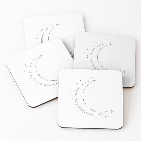 Item preview, Minimalist Crescent Moon & Stars Line Art | Celestial Lunar Illustration | Boho Cosmic Design designed and sold by SirensSageStone.