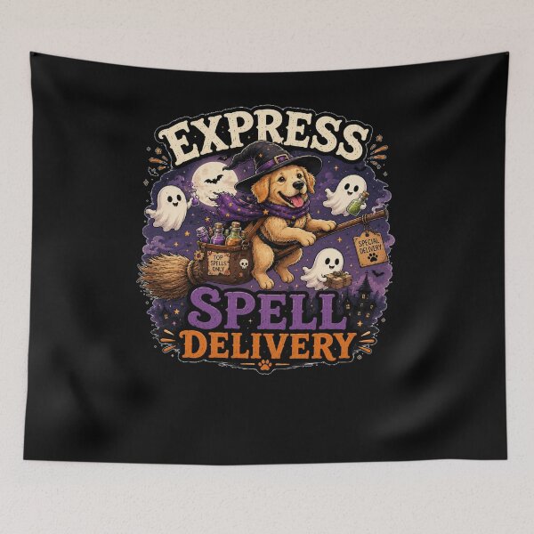 Item preview, Express Spell Delivery Funny Witch Dog Halloween Design designed and sold by MotylekAnia.