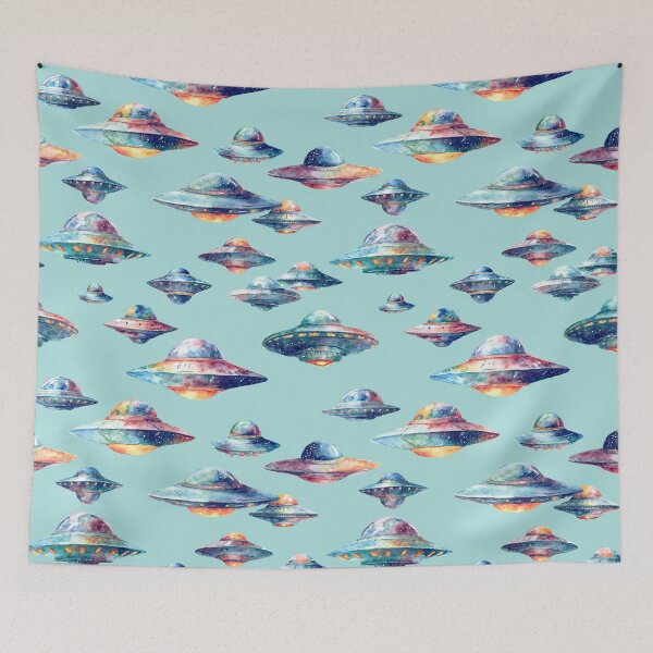 Item preview, Watercolor Retro UFO designed and sold by Lidra Zehcnas.