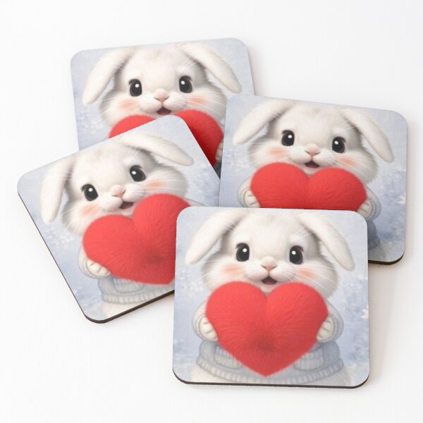 Item preview, Cute Fluffy Bunny in Grey Sweater Holding a Big Red Heart - Whimsical Love Rabbit designed and sold by lovelistivkaa.