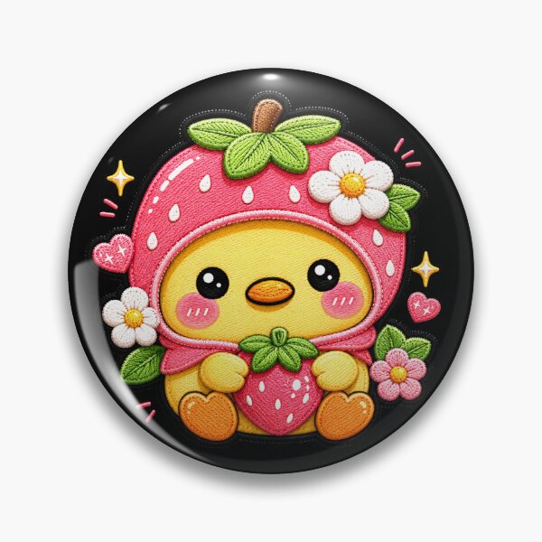 Item preview, Kawaii Strawberry Hood Chick Embroidery Patch Cute Baby Chicken Sticker Design designed and sold by ColorSplash123.