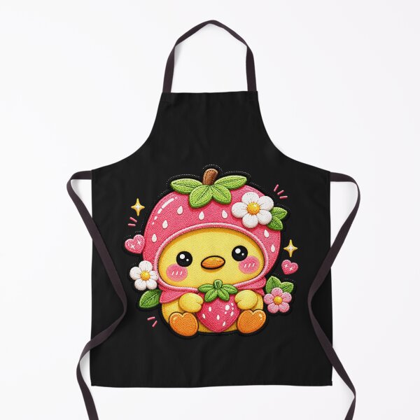 Item preview, Kawaii Strawberry Hood Chick Embroidery Patch Cute Baby Chicken Sticker Design designed and sold by ColorSplash123.