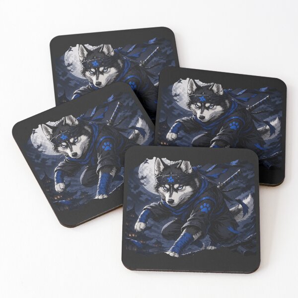 Item preview, Midnight Shadow Husky Ninja | Blue Warrior Dog Art designed and sold by WhatASunShine.