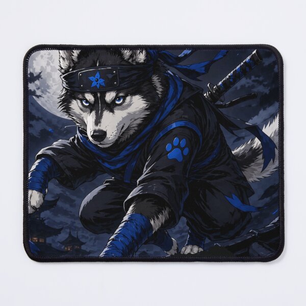 Item preview, Midnight Shadow Husky Ninja | Blue Warrior Dog Art designed and sold by WhatASunShine.