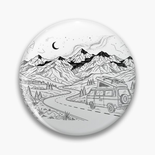 Item preview, Camper Van Mountain Journey Line Art designed and sold by Pedrojezu.