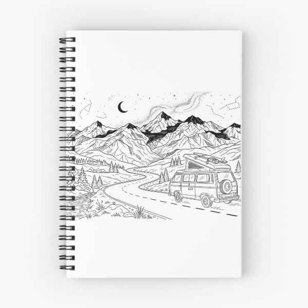 Item preview, Camper Van Mountain Journey Line Art designed and sold by Pedrojezu.