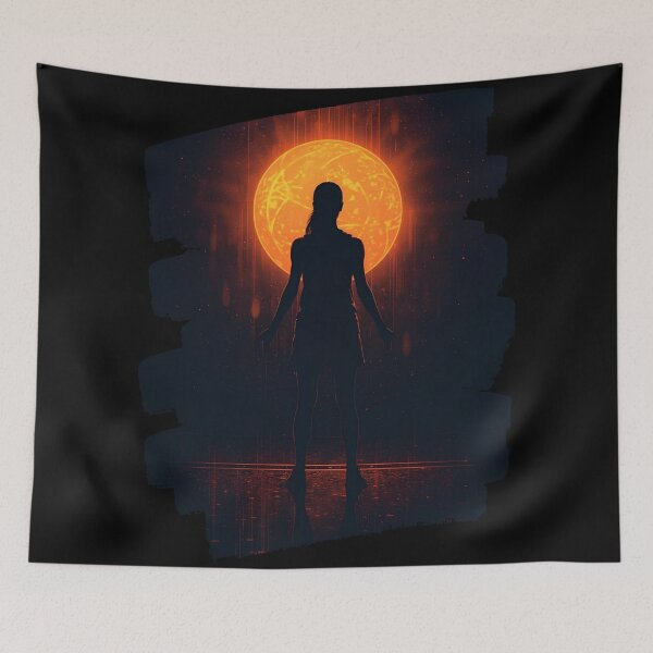 Item preview, Basketball Player silhouette standing tall with glowing hoop behind white text-Own The Court 10 designed and sold by Neon G.