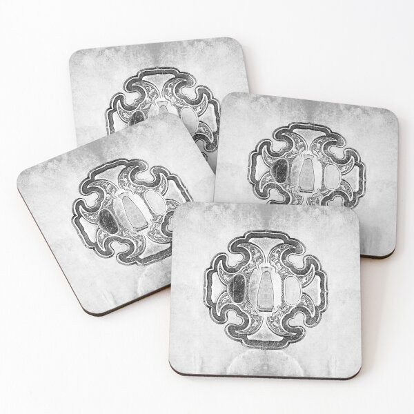 Item preview, Ornate Silver Tsuba Japanese Katana Sword Guard Dark designed and sold by Ghoul Enterprises.