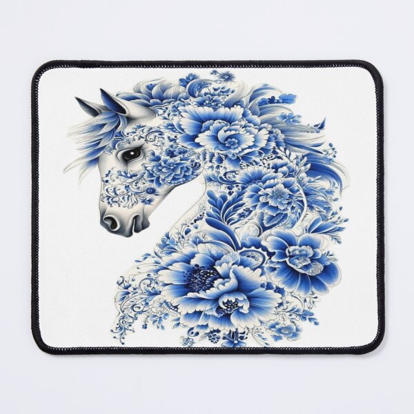 Item preview, Ornate blue flower horse illustration designed and sold by NivyasArtistry.