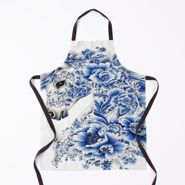 Item preview, Ornate blue flower horse illustration  designed and sold by NivyasArtistry.