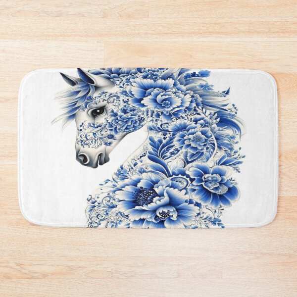 Item preview, Ornate blue flower horse illustration  designed and sold by NivyasArtistry.