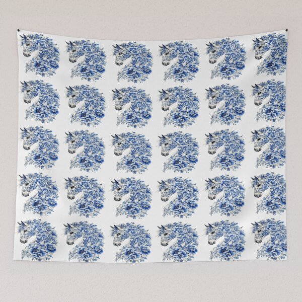 Item preview, Ornate blue flower horse illustration  designed and sold by NivyasArtistry.