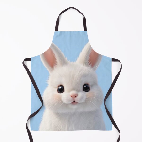 Item preview, Minimalist Fluffy White Bunny - Cute Baby Rabbit on Blue Sky Background designed and sold by lovelistivkaa.