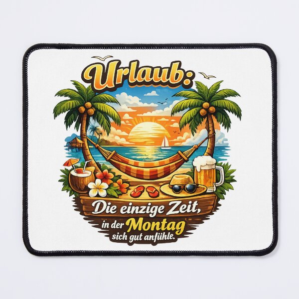 Item preview, Sun, beach, good vibes on Monday design – Tropical beach motif with palm trees, hammock & sunset for holiday feelings designed and sold by CoolContent Factory.
