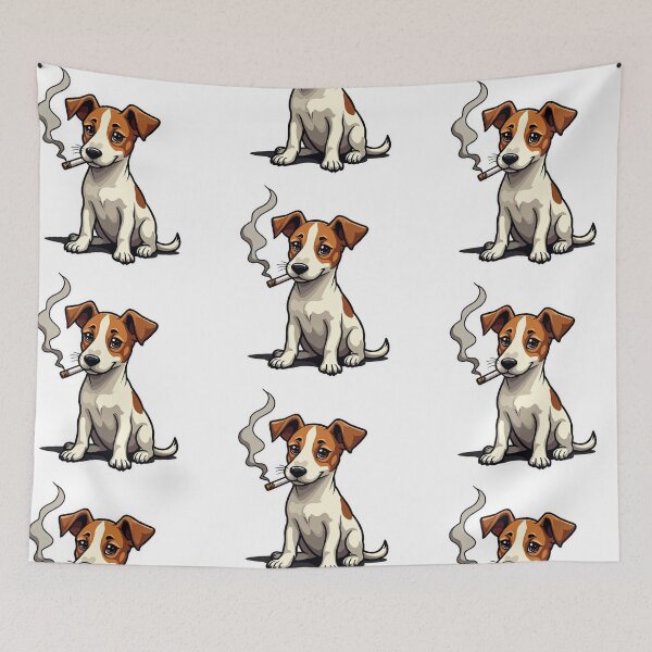 Item preview, Jack Russell Terrier sitting with cigarette designed and sold by Prints by Mat.