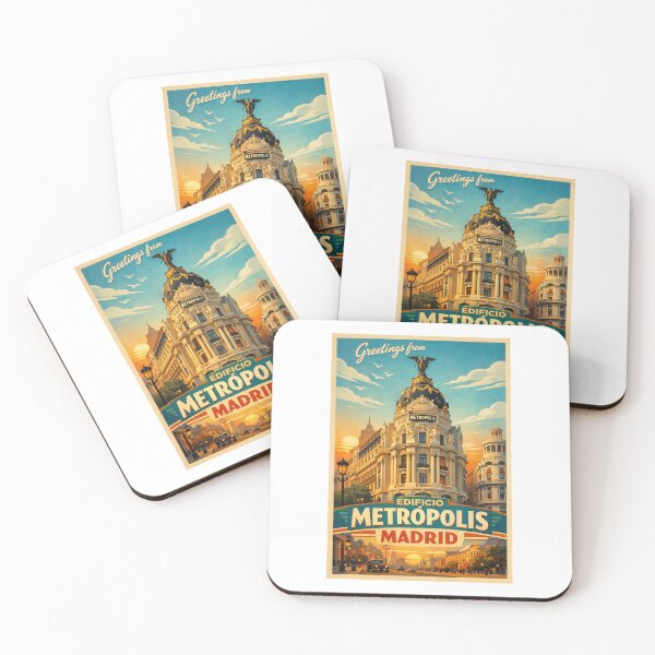 Item preview, Greetings from Edificio Metrópolis Madrid – Retro Spain Poster designed and sold by Earth Celebration Designs.