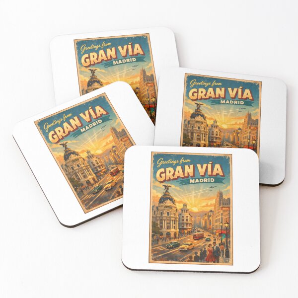 Item preview, Greetings from Gran Vía Madrid – Vintage City Poster designed and sold by Earth Celebration Designs.