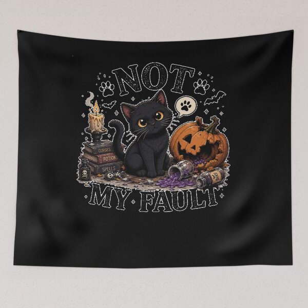 Item preview, Not My Fault Funny Black Cat Halloween Chaos Design designed and sold by MotylekAnia.