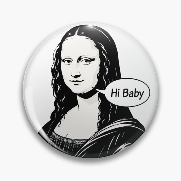 Item preview, Mona Lisa Says Hi Baby – Black and White Pop Art Parody designed and sold by Unreasonableart.