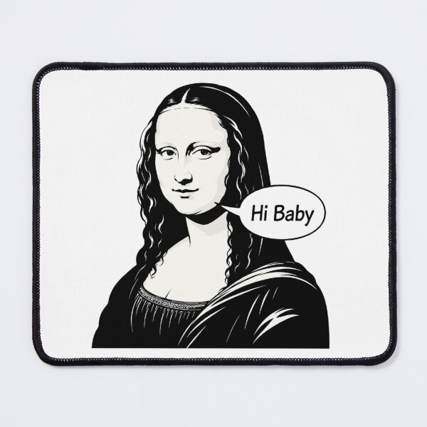 Item preview, Mona Lisa Says Hi Baby – Black and White Pop Art Parody designed and sold by Unreasonableart.