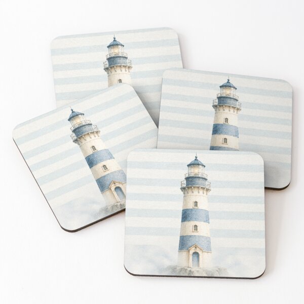 Item preview, Pastel Blue Lighthouse Watercolor, Coastal Beach House Decor, Nautical Ocean Aesthetic, Minimal Maritime Illustration designed and sold by CosmicAnomaly.