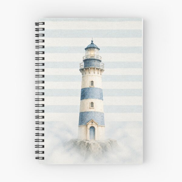 Item preview, Pastel Blue Lighthouse Watercolor, Coastal Beach House Decor, Nautical Ocean Aesthetic, Minimal Maritime Illustration designed and sold by CosmicAnomaly.