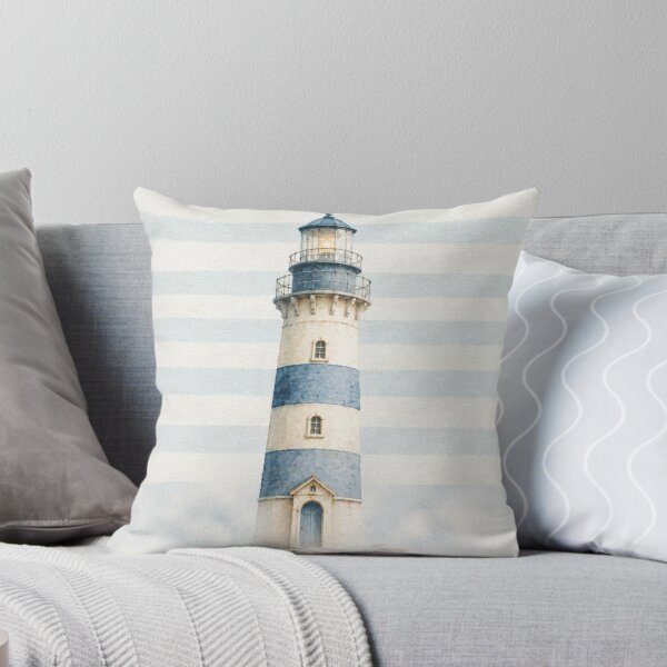 Item preview, Pastel Blue Lighthouse Watercolor, Coastal Beach House Decor, Nautical Ocean Aesthetic, Minimal Maritime Illustration designed and sold by CosmicAnomaly.