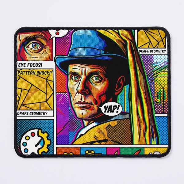 Item preview, Pop art graphic of a man with a hat, portrait of an old master, colorful festival designed and sold by G-M-Designs.