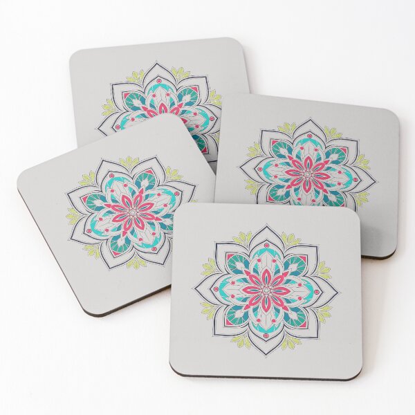 Item preview, Turquoise and Pink Mandala Floral Harmony designed and sold by UrbanPrts.