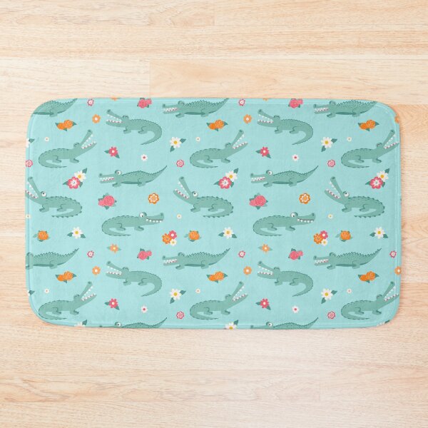 Item preview, Alligator Floral Cute Gators On Light Blue Water designed and sold by SamAnnDesigns.