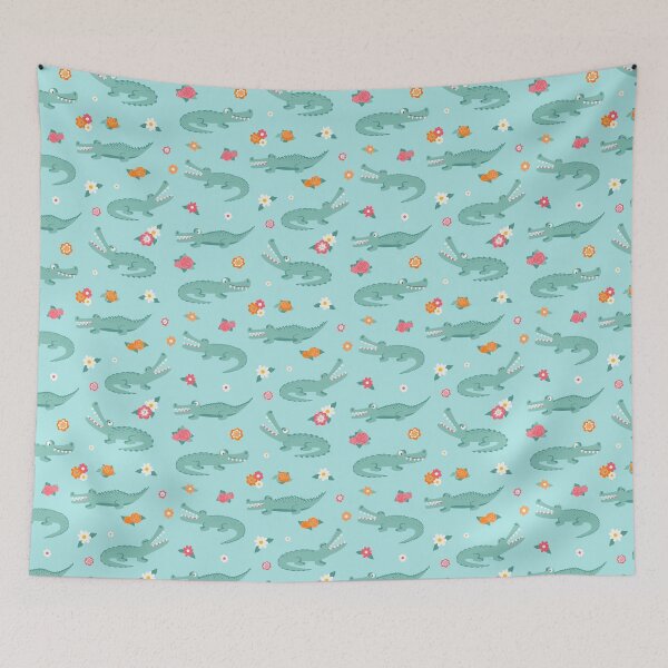 Item preview, Alligator Floral Cute Gators On Light Blue Water designed and sold by SamAnnDesigns.
