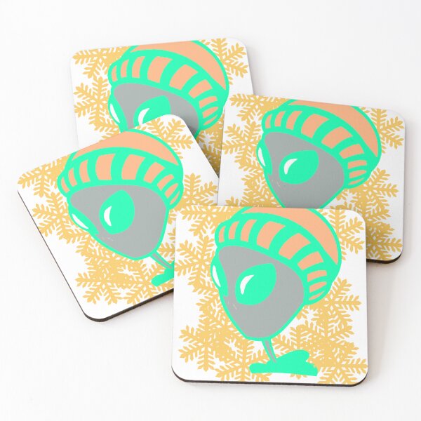 Item preview, Winter Alien with Hat and Snowflakes designed and sold by AstronautMerch.