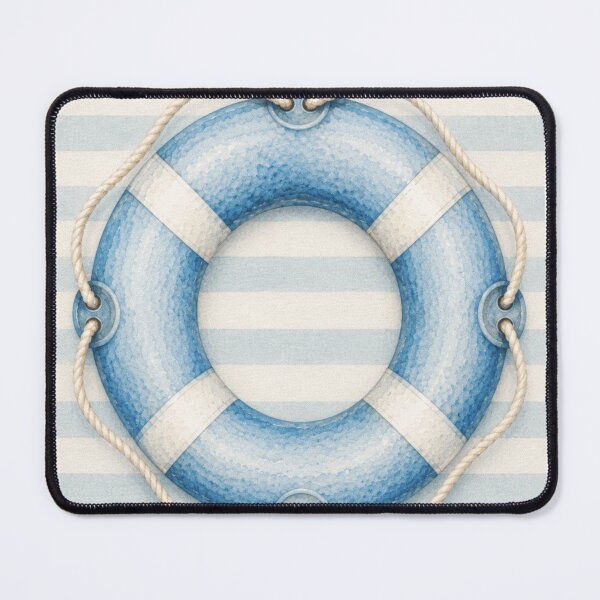 Item preview, Pastel Blue Lifebuoy Watercolor, Coastal Beach House Decor, Nautical Maritime Aesthetic, Minimal Seaside Illustration designed and sold by CosmicAnomaly.