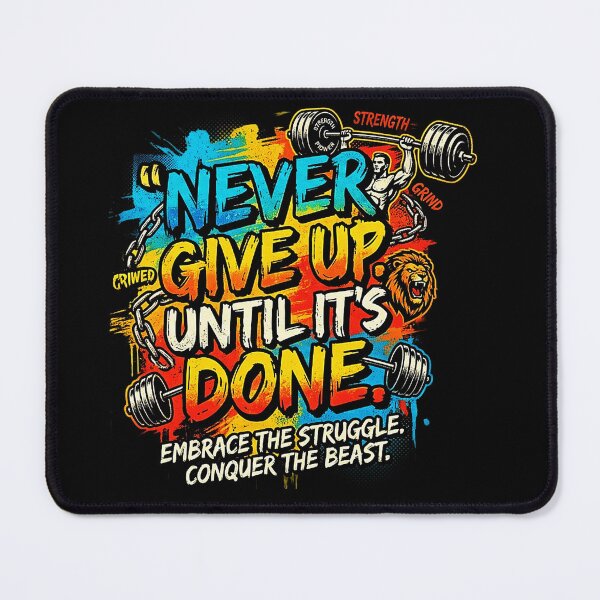 Item preview, Never Give Up Until It’s Done Gym Motivation T-Shirt – Hardcore Fitness Streetwear Design designed and sold by No Excuses .