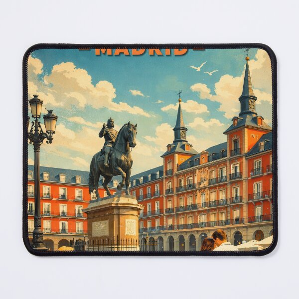 Item preview, Greetings from Plaza Mayor Madrid – Vintage Spain Poster designed and sold by Earth Celebration Designs.