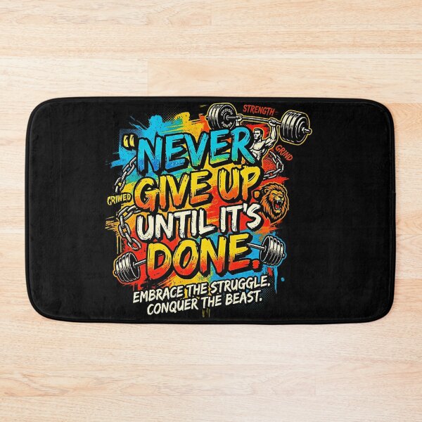 Item preview, Never Give Up Until It’s Done Gym Motivation T-Shirt – Hardcore Fitness Streetwear Design designed and sold by No Excuses .