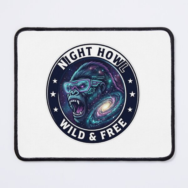 Item preview, Space Gorilla Night Howl Wild and Free Retro Emblem designed and sold by JeevanStickers.