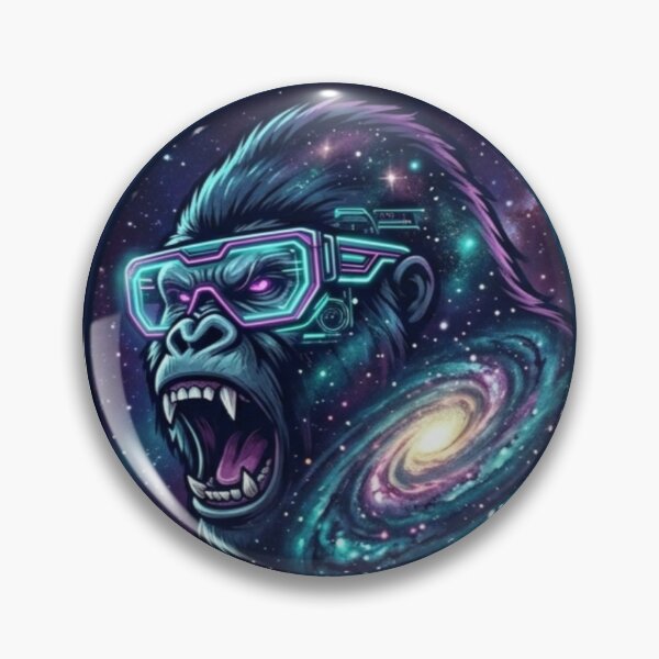 Item preview, Space Gorilla Night Howl Wild and Free Retro Emblem designed and sold by JeevanStickers.