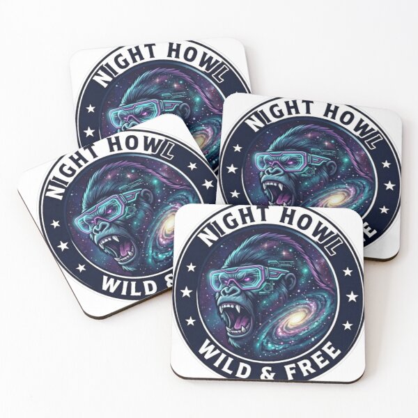 Item preview, Space Gorilla Night Howl Wild and Free Retro Emblem designed and sold by JeevanStickers.