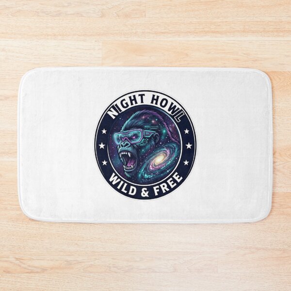 Item preview, Space Gorilla Night Howl Wild and Free Retro Emblem designed and sold by JeevanStickers.