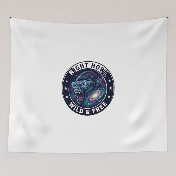 Item preview, Space Gorilla Night Howl Wild and Free Retro Emblem designed and sold by JeevanStickers.