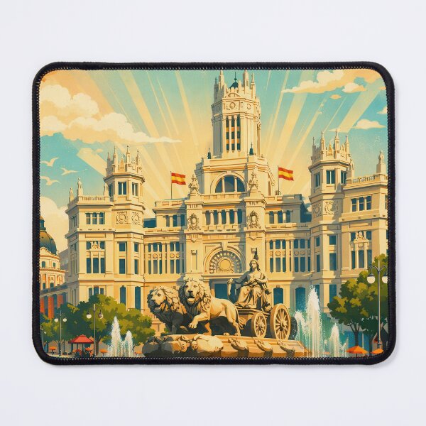 Item preview, Greetings from Plaza de Cibeles Madrid – Retro Spain Poster designed and sold by Earth Celebration Designs.