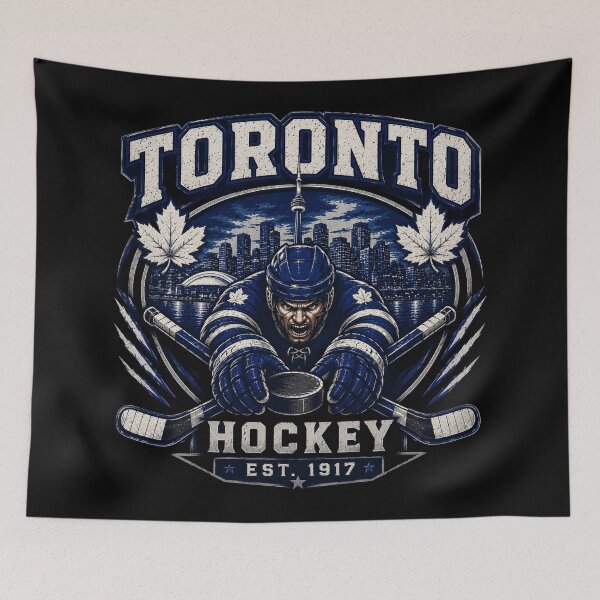 Item preview, Toronto Hockey Vintage Sports Crest | Blue White Hockey Shirt designed and sold by TKOprintdesigns.